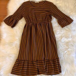 Ces Femme Medium rust & navy stripe BOHO dress